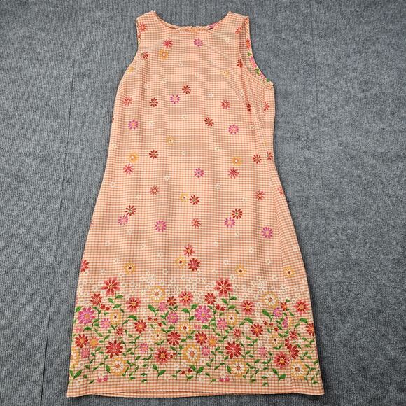 Vintage No Boundaries Dress Womens 7 Y2K Gingham Orange Floral Picnic Phoebe 90s - Picture 1 of 7